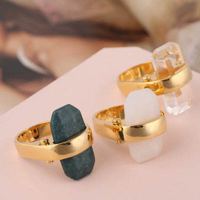 Rectangular natural stone rings