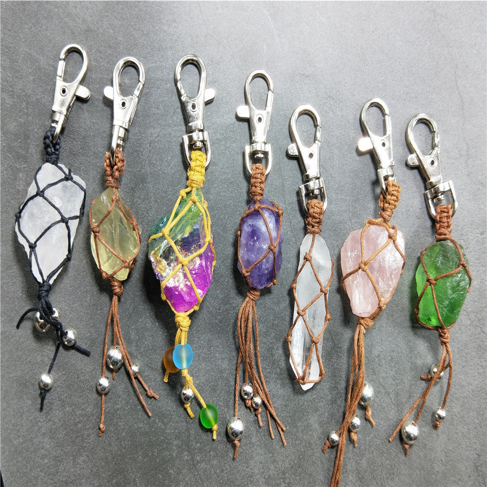 Natural Crystal Rough Stone Keychain!Super Cute, Makes a Great Gift!!