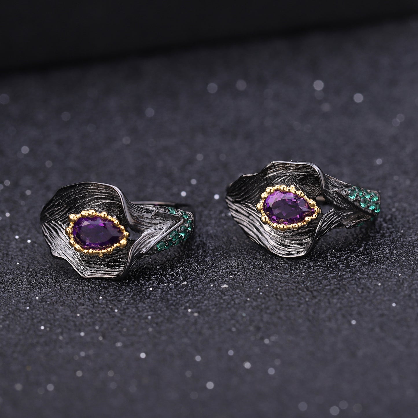 Exquisite Flower Shape, High Grade- Amethyst Suit Craft 925 Silver Plated