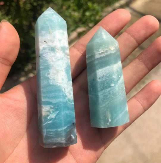 Caribbean Sea Pattern Calcite Obelisk