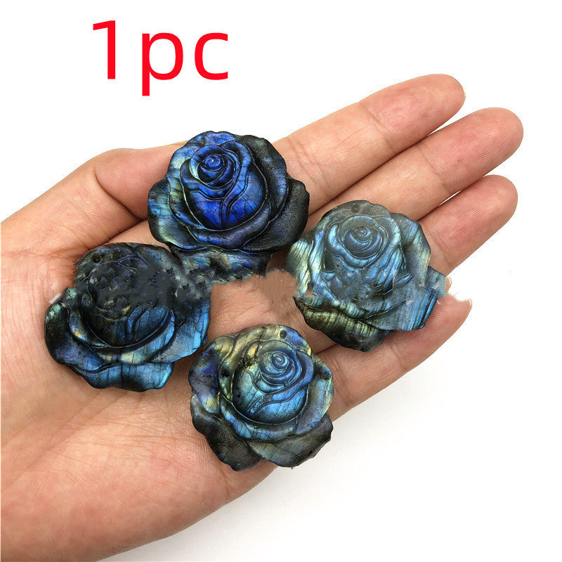 Hand Carved Natural Crystal Rose Labradorite