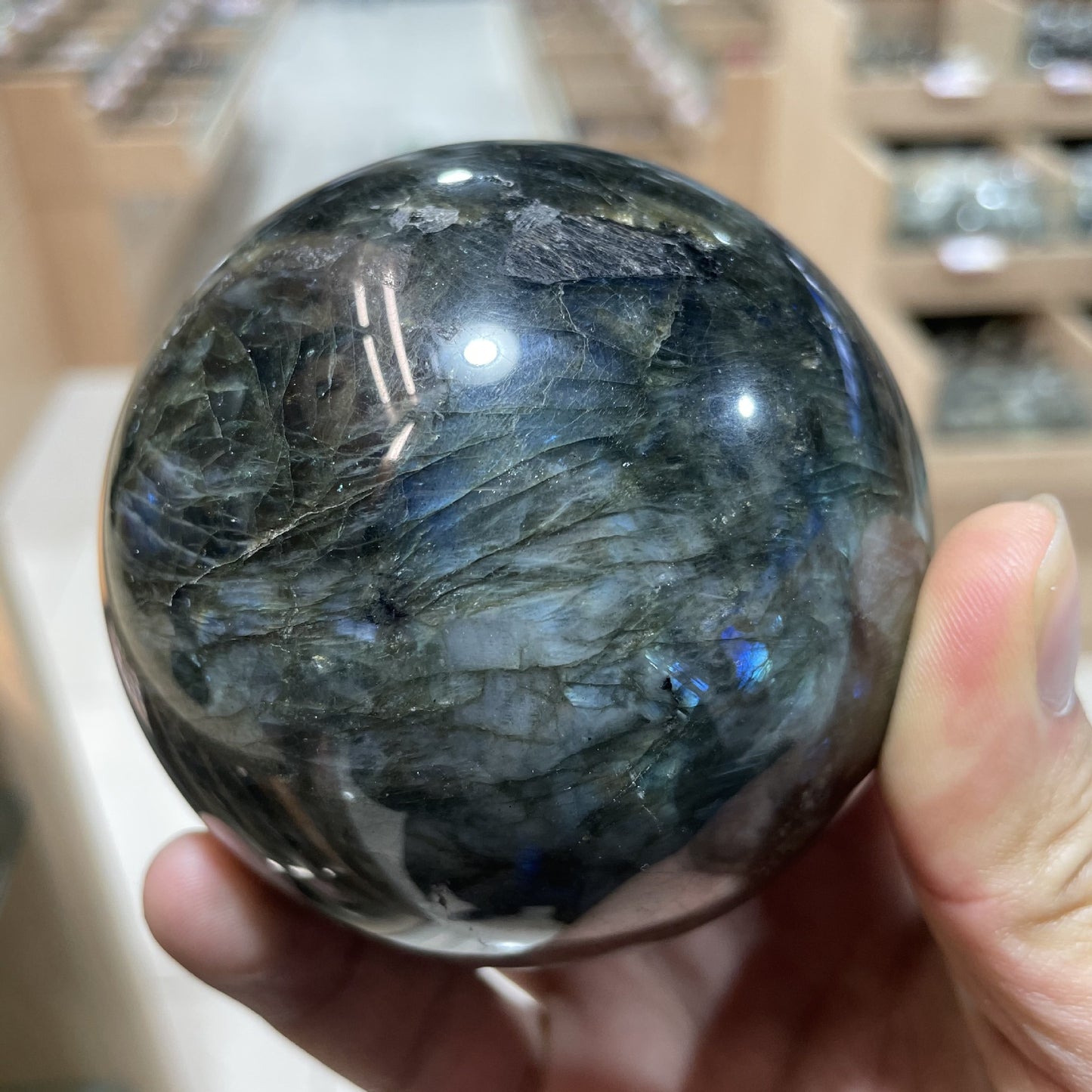 Natural Crystal Ball Natural Labradorite Sphere Ornament.STUNNING!!!