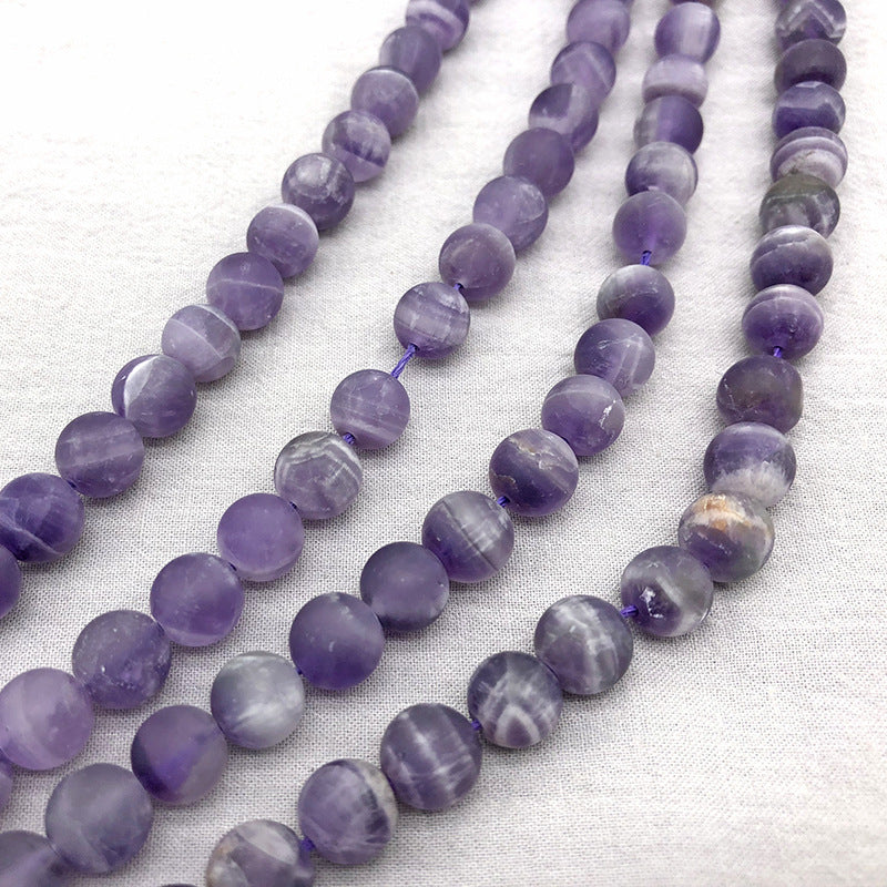 Matte Frosted Dream Stripe Dogtooth Amethyst Loose Beads