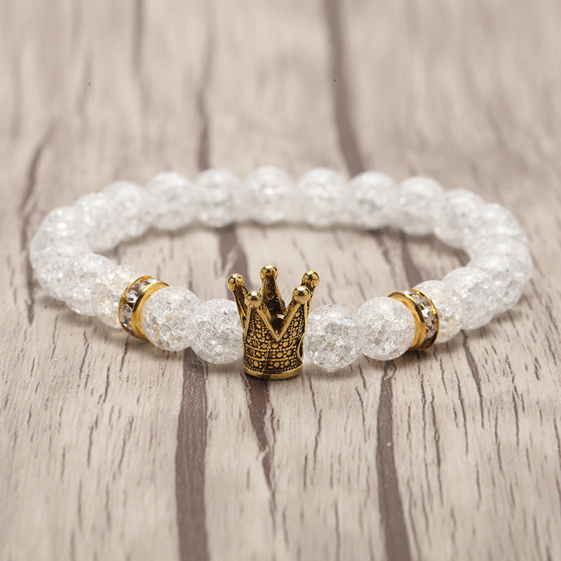 Popcorn Crystal Beaded Bracelets with Crown Charm