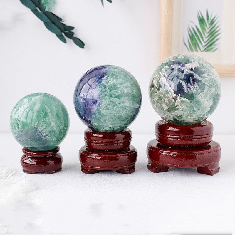 Natural Feather Fluorite Crystal Ball