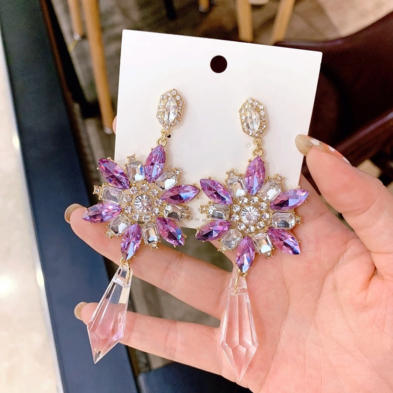 Amethyst Crystal Flower Earrings