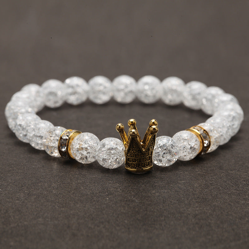 Popcorn Crystal Beaded Bracelets with Crown Charm