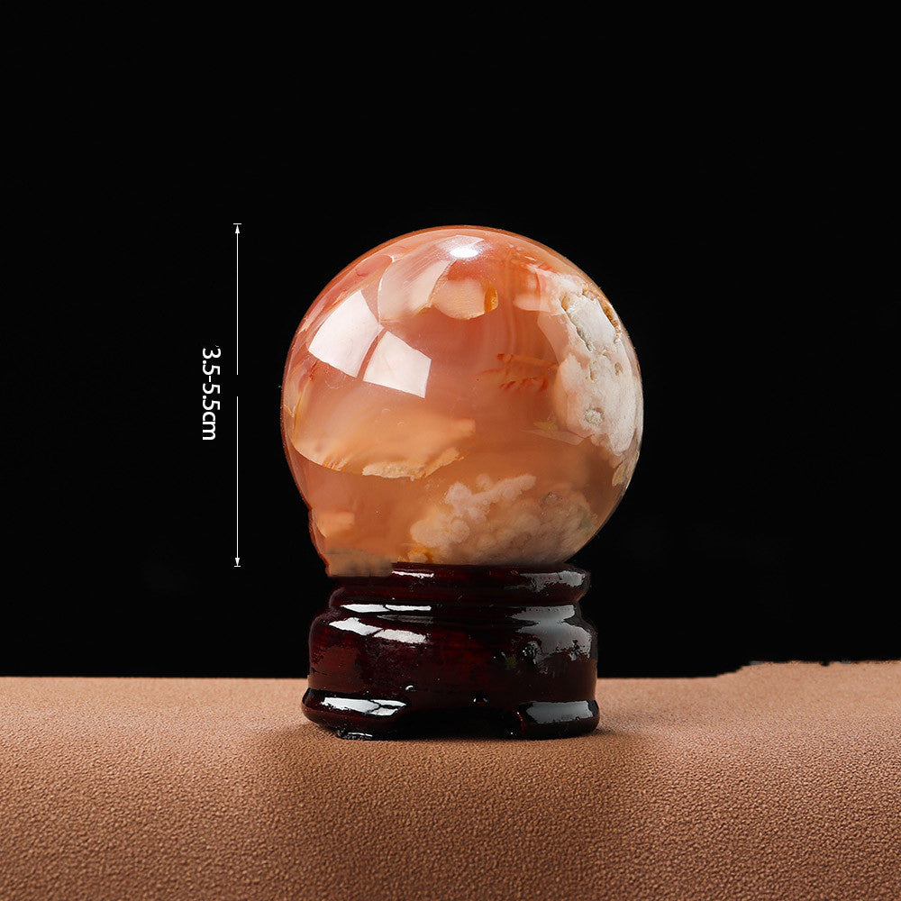 Natural Crystal Cherry Blossom Sphere's Agate Crystal Ball Office Decoration