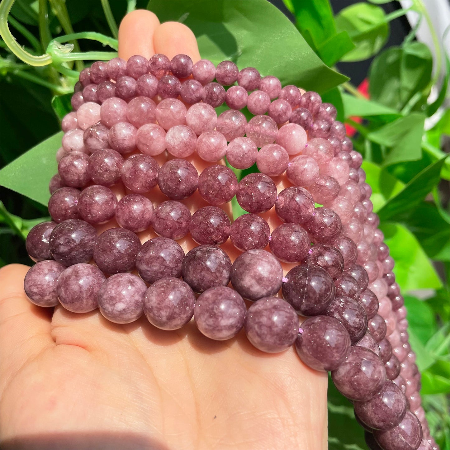 Natural Stone Beads Round Lepidolite bracelet