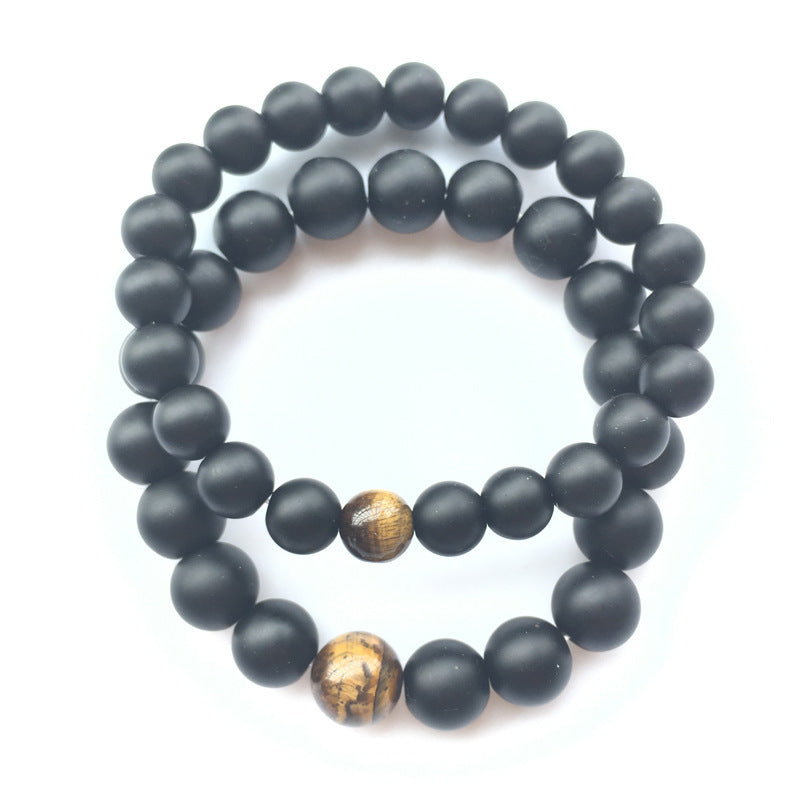 Black Agate Loose Bead Yellow Tiger Eye Bracelet