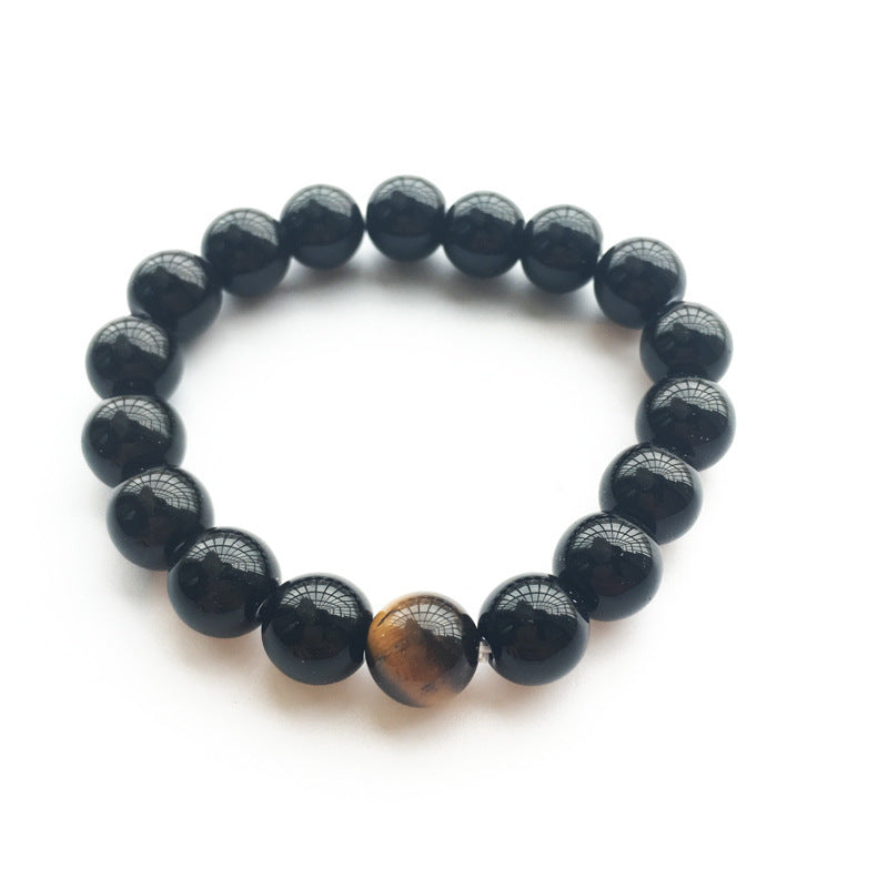 Black Agate Loose Bead Yellow Tiger Eye Bracelet