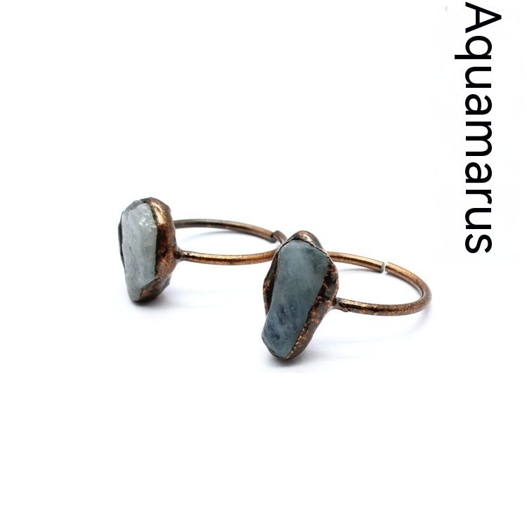 Retro Rough Stone Green Fluorite Ring