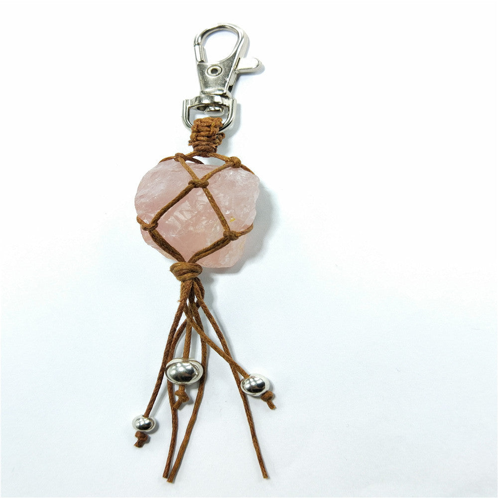 Natural Crystal Rough Stone Keychain!Super Cute, Makes a Great Gift!!