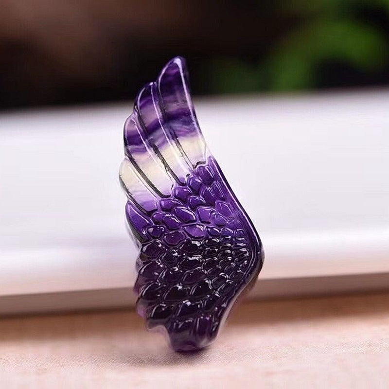 Natural Fluorite Wing Shaped Pendant Jewelry