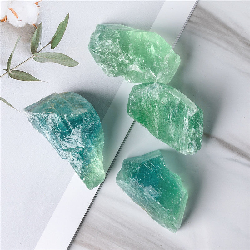 Natural Green Fluorite Crystal Large Particle Mineral Material Boxed Crafts