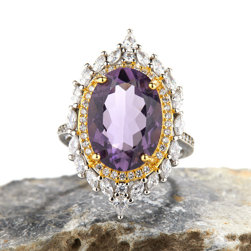 Women's High Grade Luxury S925 Silver Amethyst Ring