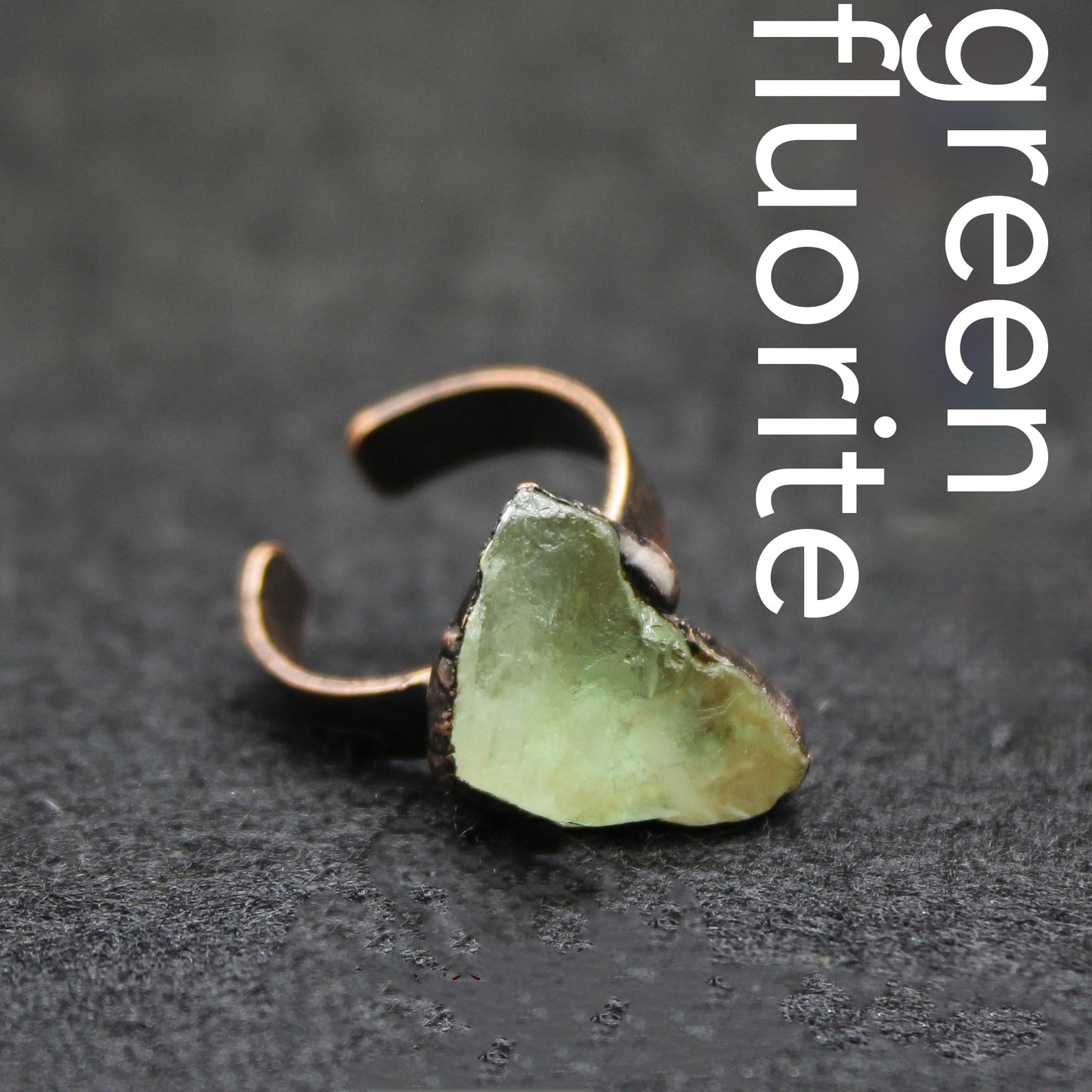 Retro Rough Stone Green Fluorite Ring