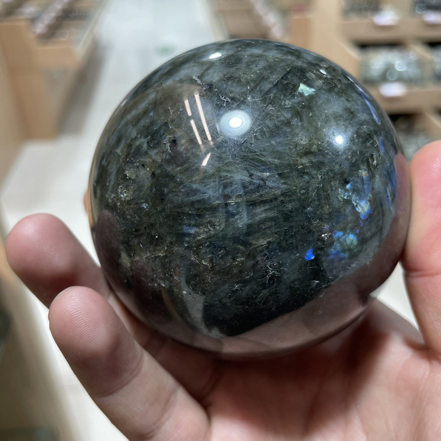 Natural Crystal Ball Natural Labradorite Sphere Ornament.STUNNING!!!