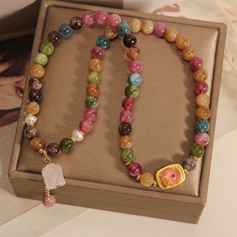 Double Layered Colored Tourmaline Jade Bracelet