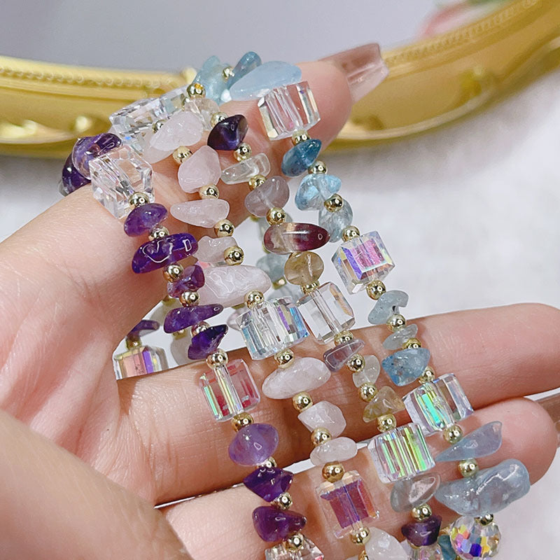 Trending Crystal Floral Bracelets!!Fluorite,Aquamarine,etc.!!So Gorgeous!