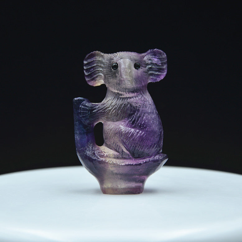 Natural Crystal Carved Colorful Fluorite Koala Bear Handicraft!So adorable!!