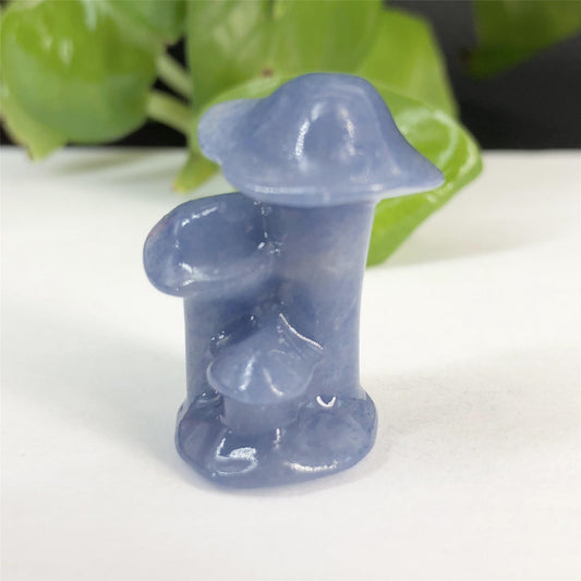 Natural Crystal-Blue Aventurinel Carved Mushroom Ornament!