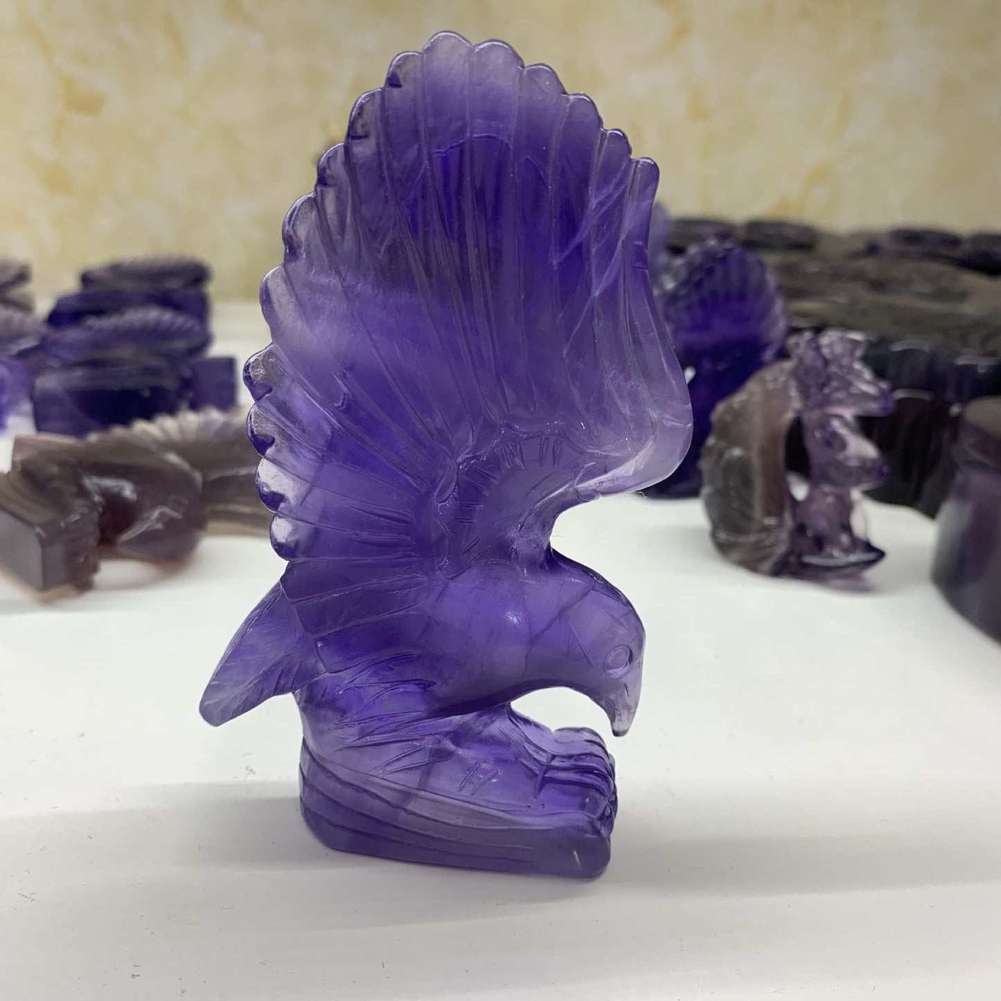 Natural Carved Crystal Fluorite Eagle Ornament