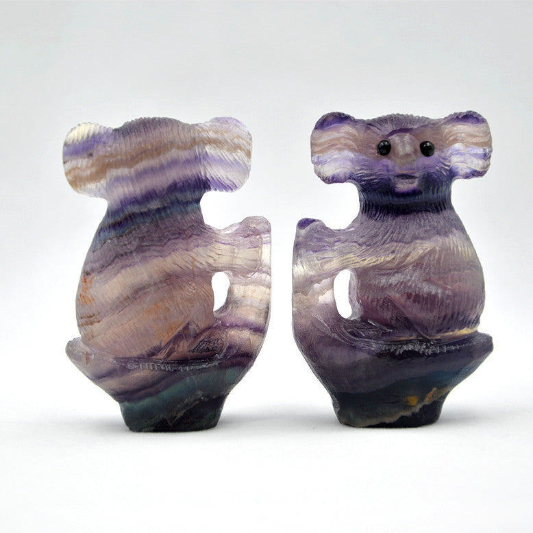 Natural Crystal Carved Colorful Fluorite Koala Bear Handicraft!So adorable!!