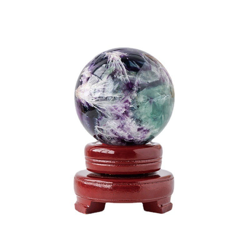 Natural Feather Fluorite Crystal Ball