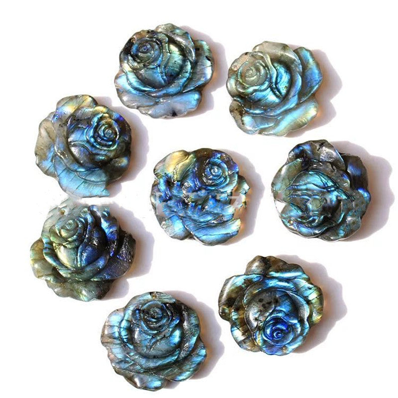 Hand Carved Natural Crystal Rose Labradorite