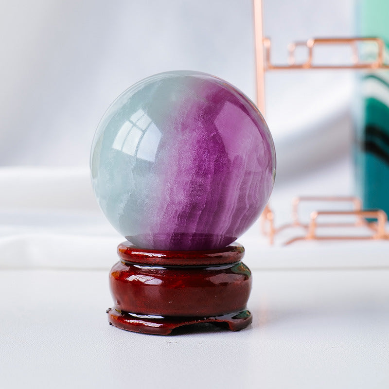 Natural Watermelon Fluorite Crystal Sphere Ornaments