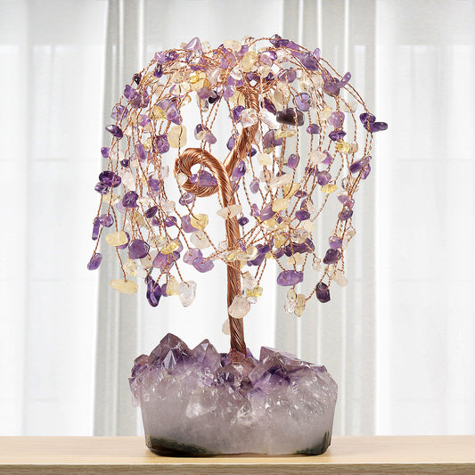 Natural Amethyst Base Weeping Willow Crystal Decoration