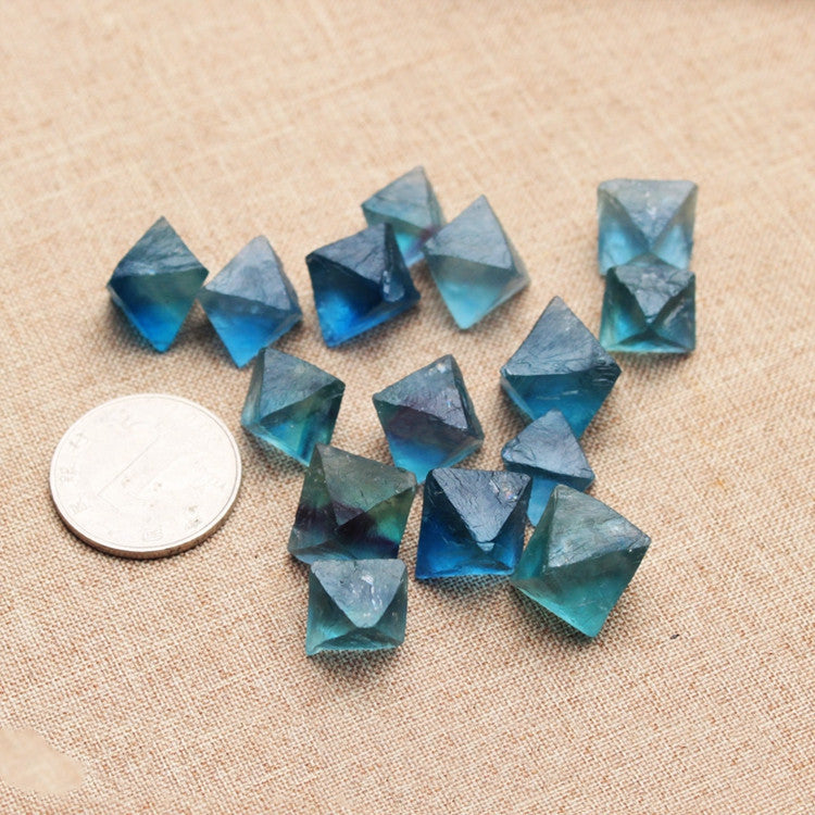 Natural Blue Fluorite Raw Stone Pendant Octahedron