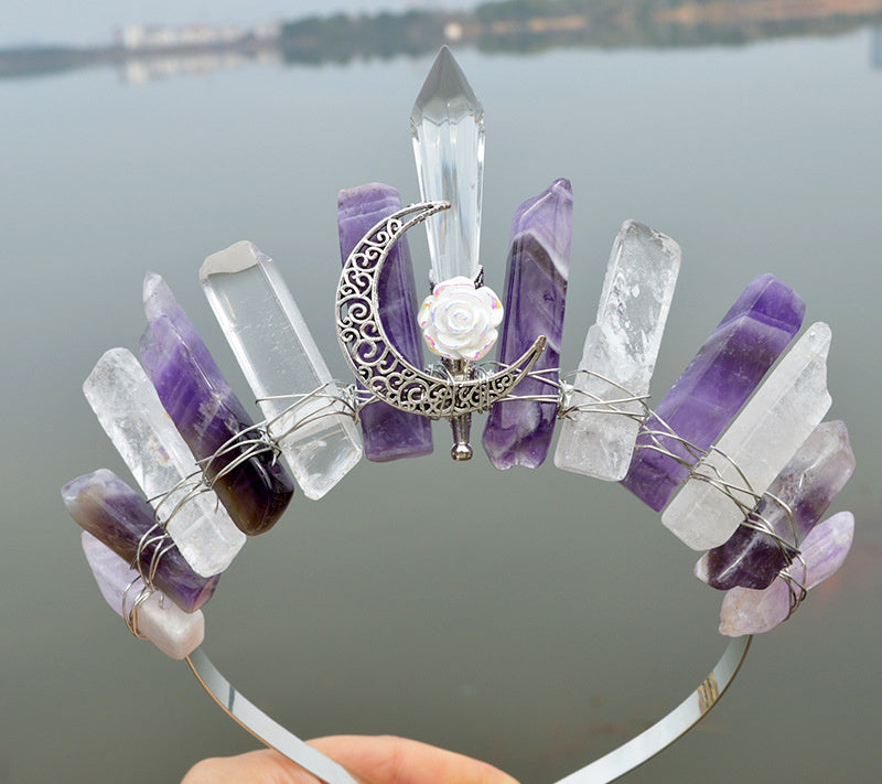 Natural Crystal,Handmade Crown Hair Accessories