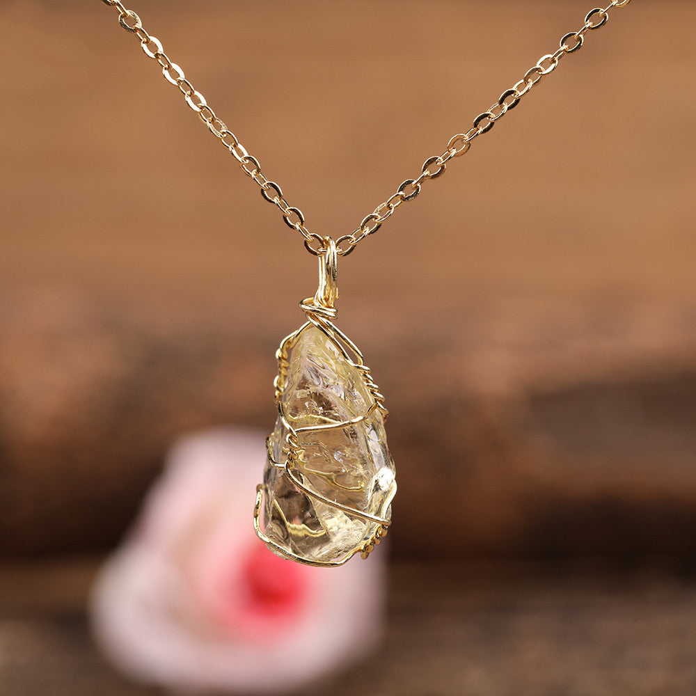 Natural Crystal Stone Pendant Necklace