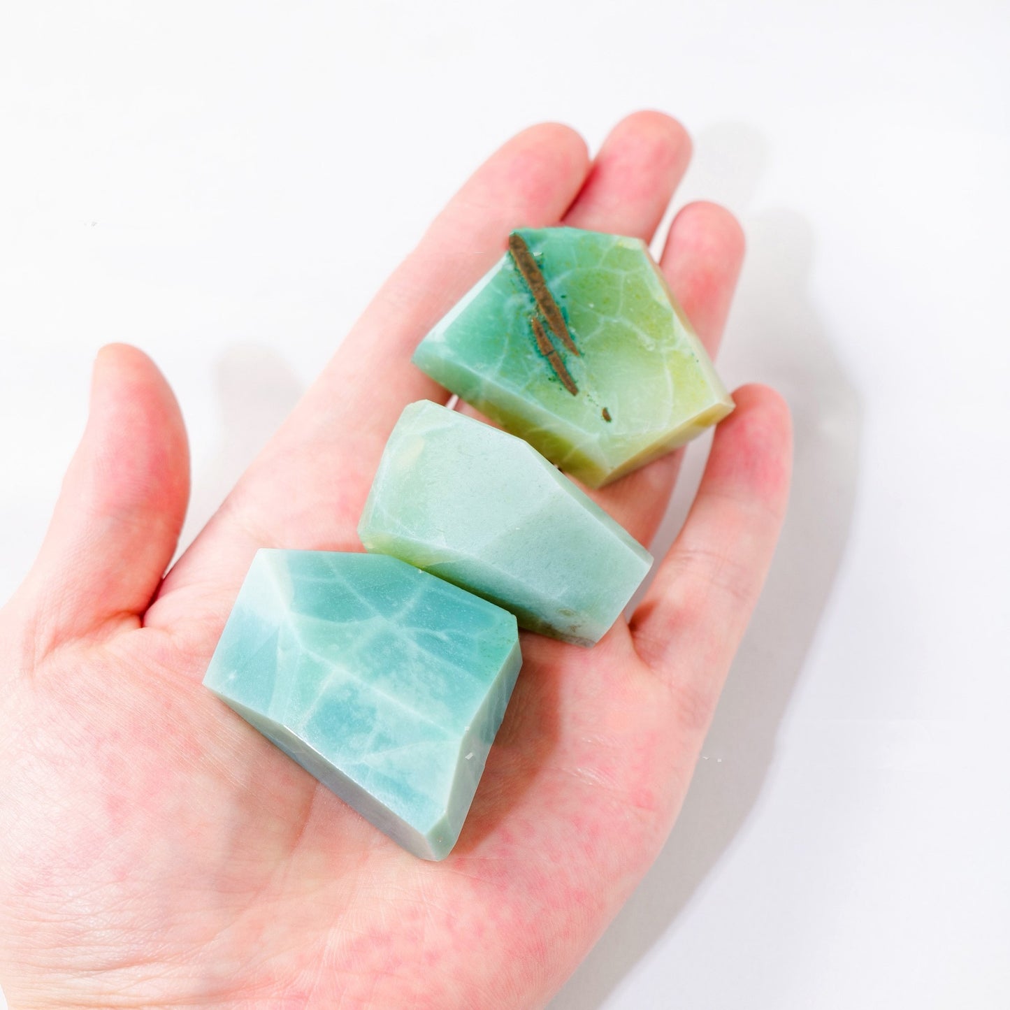 Natural Crystal Green Cherry Blossom Agate Geometric Cube Polyhedron Tabletop Ornaments