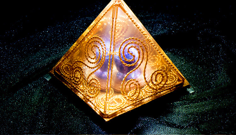 Three Spiral Cube Original Amethyst Pyramid