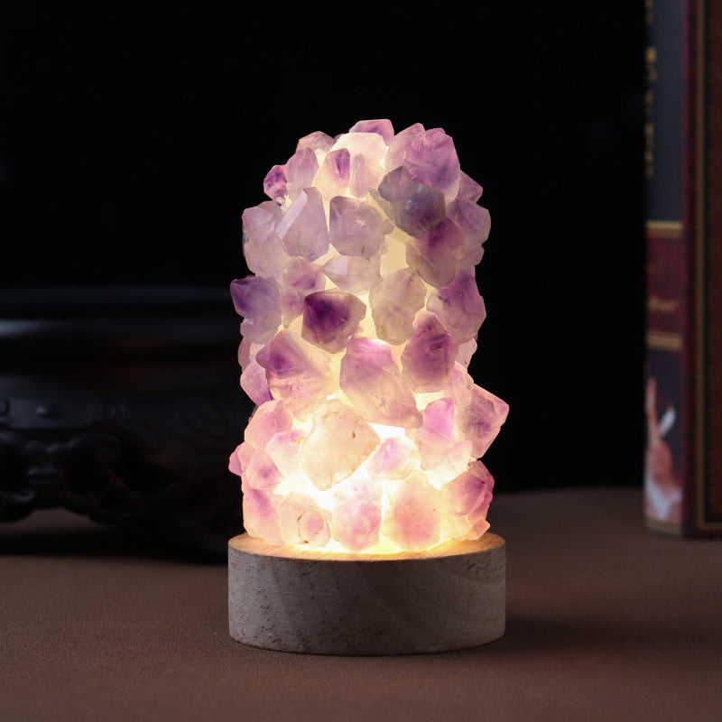 Natural Amethyst,Celestite Tooth Flower Mini Night Light Usb Plug-in