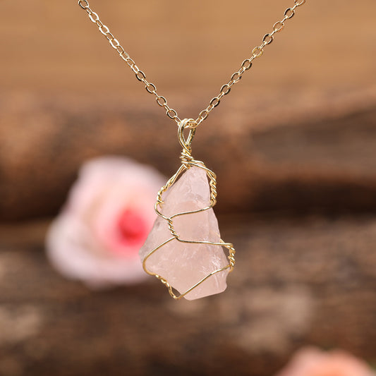 Natural Crystal Stone Pendant Necklace