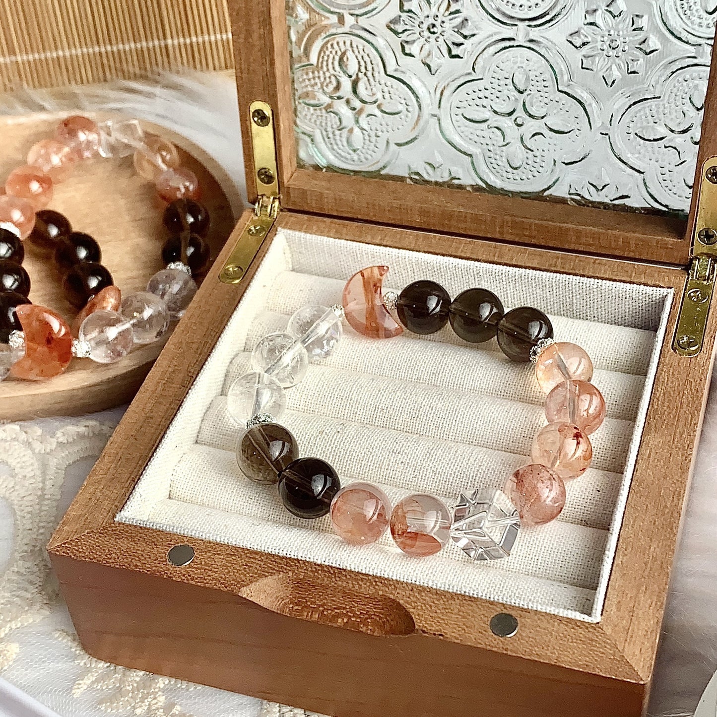 Natural Crystal Bracelet- White Crystal&Agate Bracelet