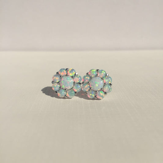 S925 Sterling Silver Opal Flower Earrings Opal Opal Jewelry