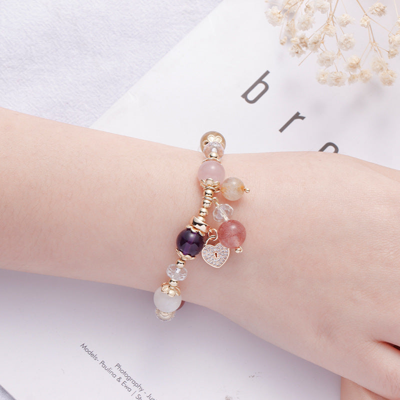 Aquamarine Amethyst Lucky Peach Blossom Bracelet