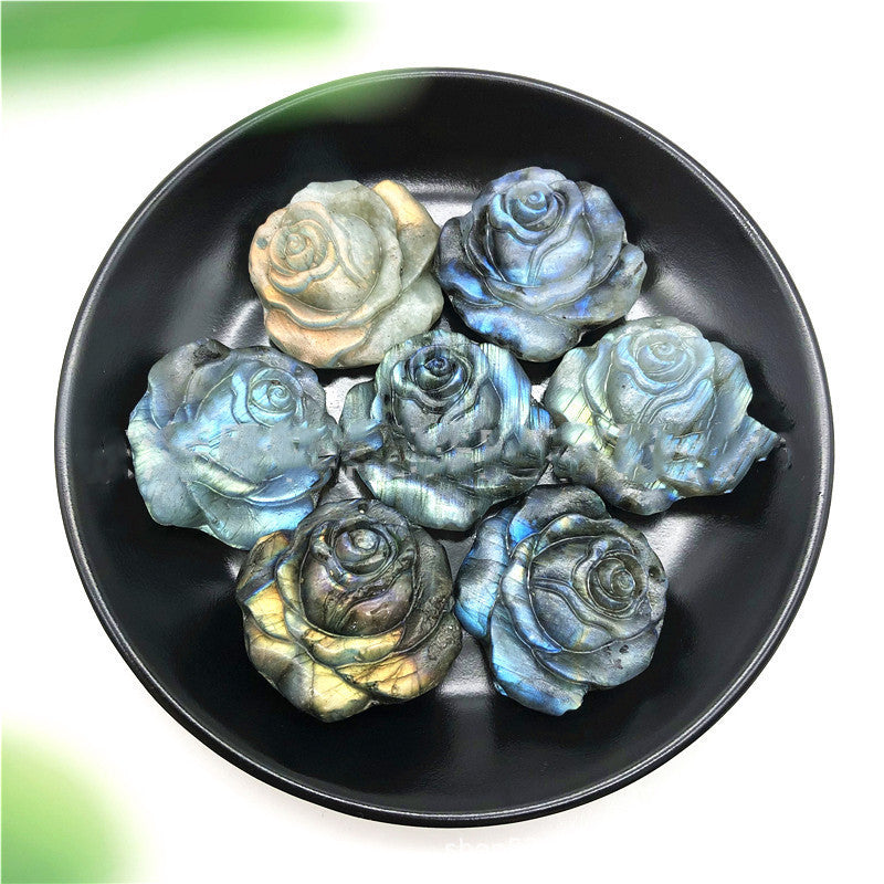 Hand Carved Natural Crystal Rose Labradorite