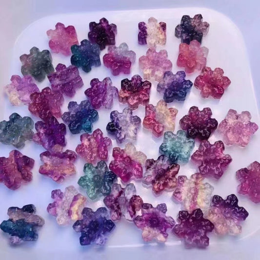 Crystal Natural Fluorite Snowflake Ornaments