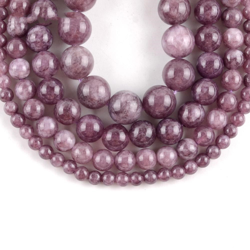 Natural Lepidolite Stone Round Beads For Jewelry Making