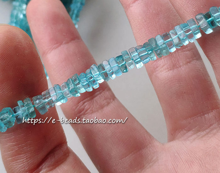 Natural Aquamarine Apatite Square Piece Crystal Beads