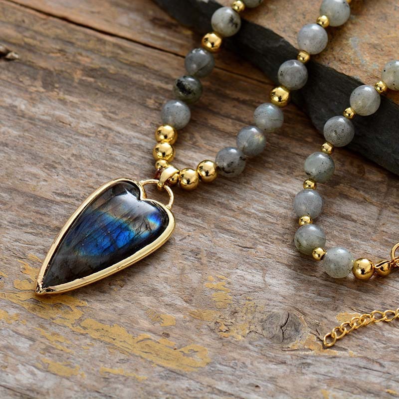 Labradorite Love Pendant Necklace High Quality