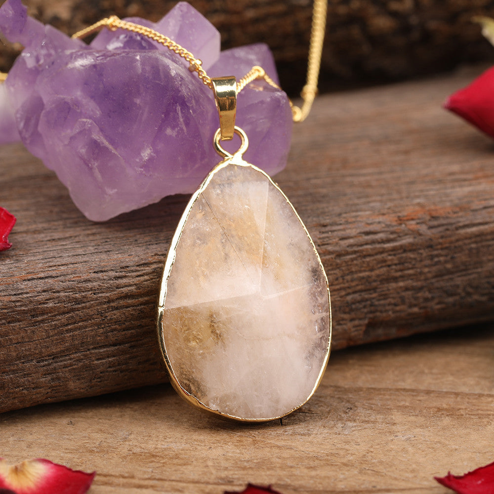 Citrines Amethysts Rose Quartz Stone Waterdrop Pendant