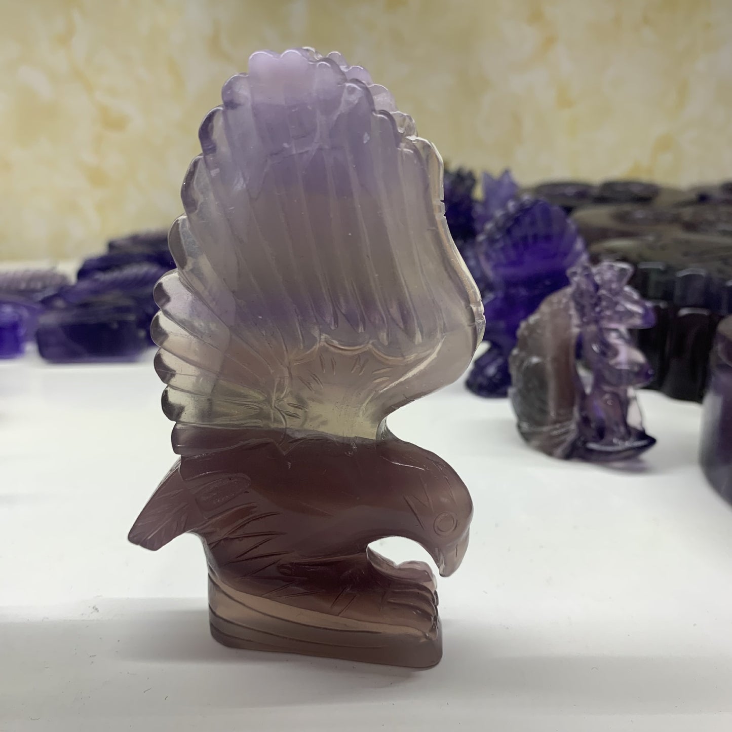 Natural Carved Crystal Fluorite Eagle Ornament