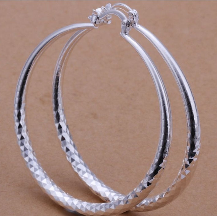 Silver925 Exaggerated Large Hoop Earrings Hoop Earrings